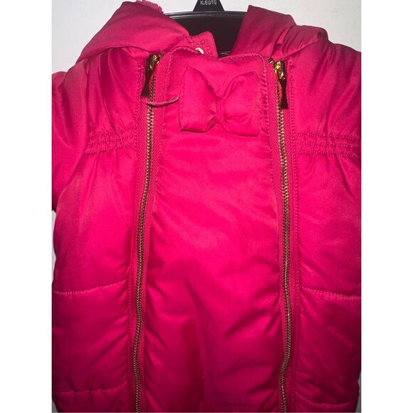 Kate Spade New York Baby Girl 6 Month Hot Pink Barbie pink Snow Suit Mittens Gol - Picture 5 of 7
